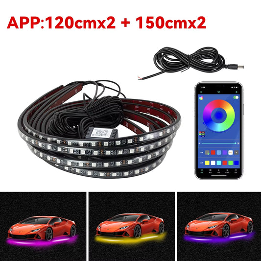 Transform Your Ride with RGB Car Underbody Neon Lights - Remote/App Controlled Waterproof LED Strip